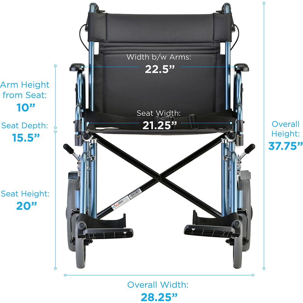 Transport Chair 22 Inch MEASUREMENTS